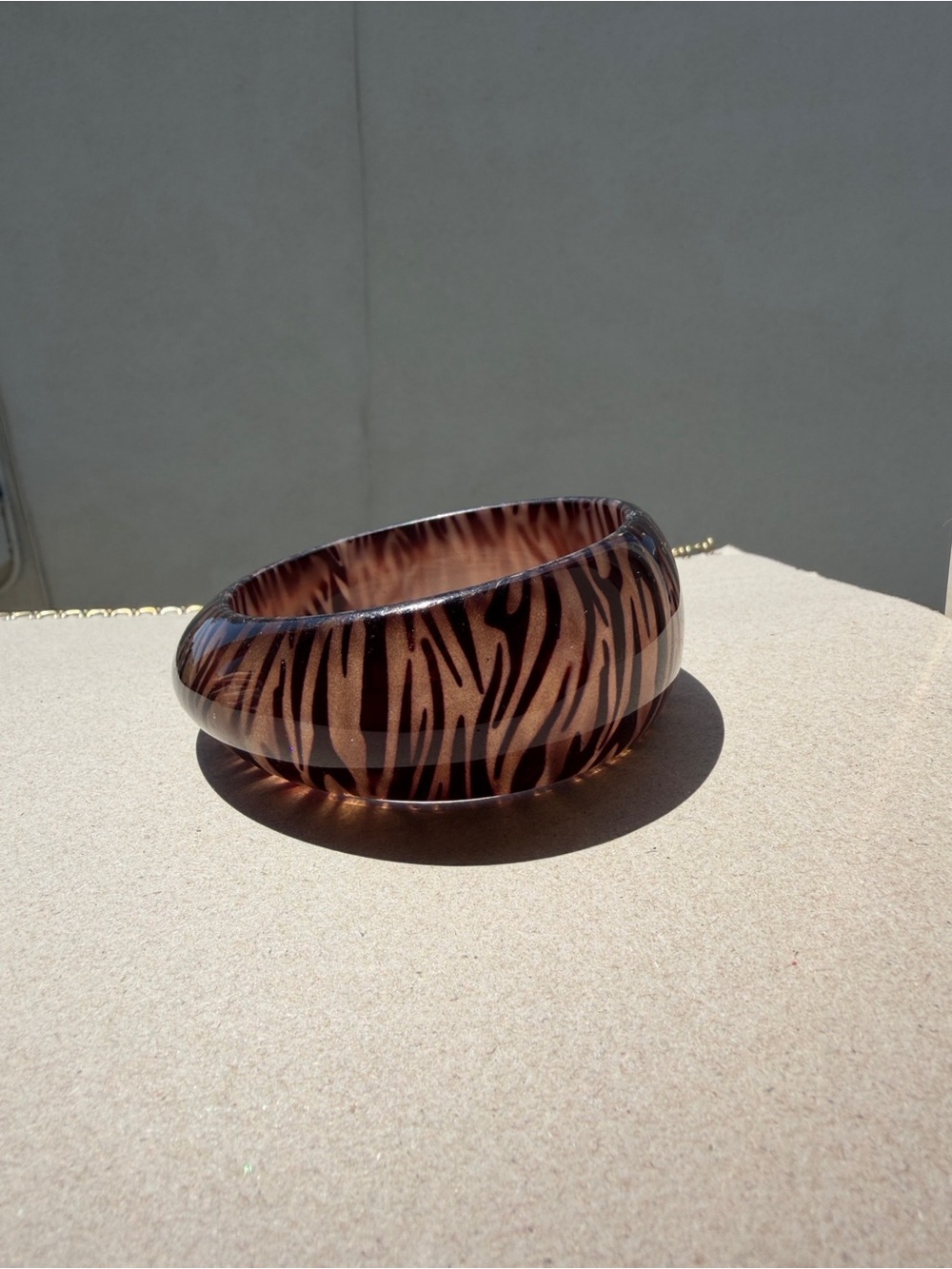 Brown Tiger Print Resin Bangle Bracelet